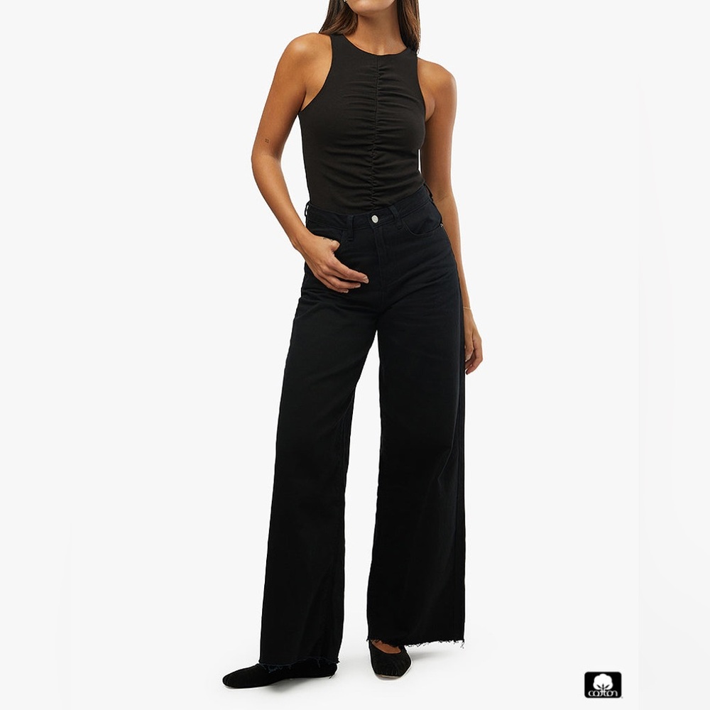WeWoreWhat Woman’s size24 Dark Navy blue High-Rise Wide-leg pants 100% Cotton